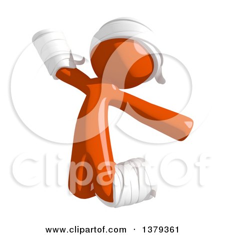 Clipart of an Injured Orange Man Jumping - Royalty Free Illustration by Leo Blanchette