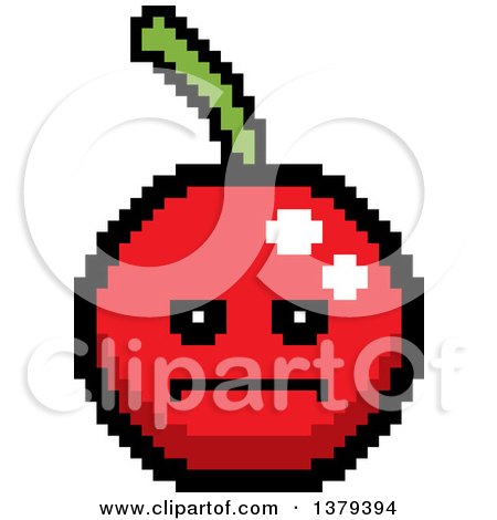 Clipart of a Serious Cherry Character in 8 Bit Style - Royalty Free Vector Illustration by Cory Thoman