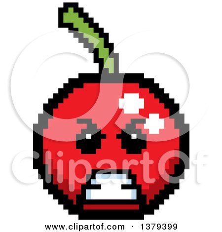 Clipart of a Mad Cherry Character in 8 Bit Style - Royalty Free Vector Illustration by Cory Thoman