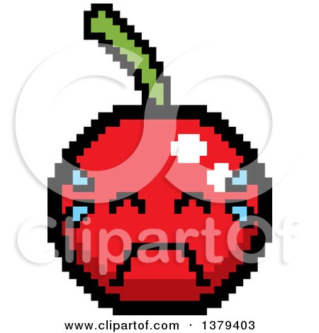 Clipart of a Crying Cherry Character in 8 Bit Style - Royalty Free Vector Illustration by Cory Thoman