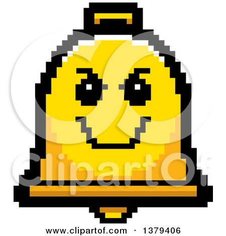 Clipart of a Grinning Evil Bell Character in 8 Bit Style - Royalty Free Vector Illustration by Cory Thoman