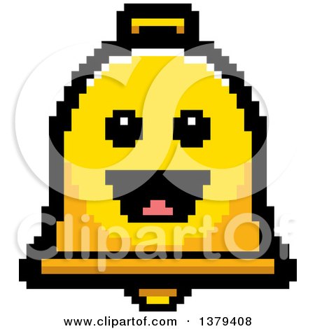 Clipart of a Happy Bell Character in 8 Bit Style - Royalty Free Vector Illustration by Cory Thoman