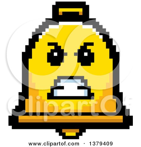 Clipart of a Mad Bell Character in 8 Bit Style - Royalty Free Vector Illustration by Cory Thoman