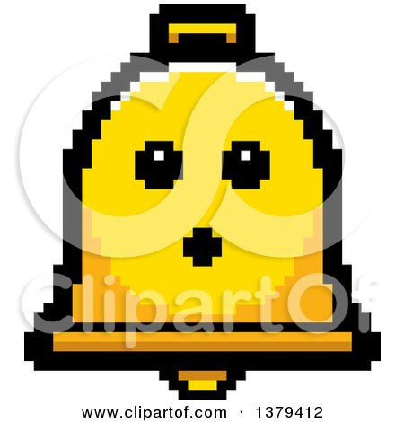 Clipart of a Serious Bell Character in 8 Bit Style - Royalty Free Vector Illustration by Cory Thoman