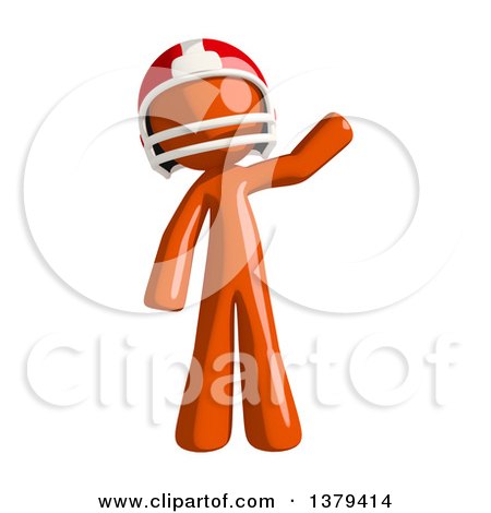 Clipart of an Orange Man Football Player Waving - Royalty Free Illustration by Leo Blanchette