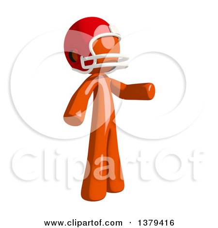 Clipart of an Orange Man Football Player Presenting - Royalty Free Illustration by Leo Blanchette