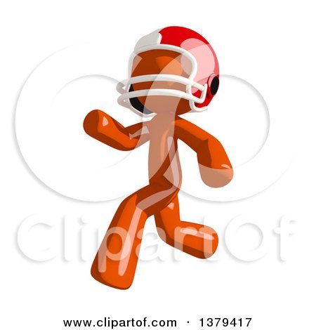 Clipart of an Orange Man Football Player Running - Royalty Free Illustration by Leo Blanchette