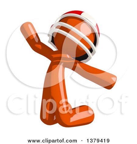 Clipart of an Orange Man Football Player Jumping - Royalty Free Illustration by Leo Blanchette