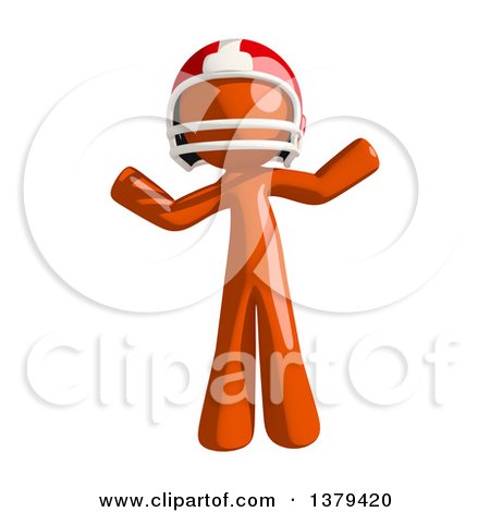 Clipart of an Orange Man Football Player Shrugging - Royalty Free Illustration by Leo Blanchette