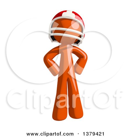 Clipart of an Orange Man Football Player Standing with Hands on His Hips - Royalty Free Illustration by Leo Blanchette