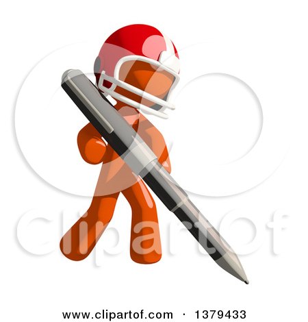 Clipart of an Orange Man Football Player Holding a Pen - Royalty Free Illustration by Leo Blanchette