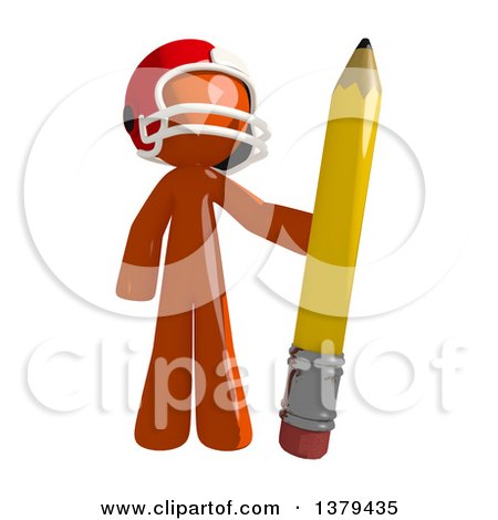 Clipart of an Orange Man Football Player Holding a Pencil - Royalty Free Illustration by Leo Blanchette