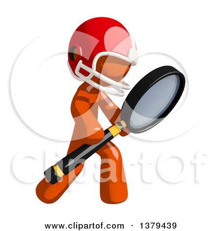 Clipart of an Orange Man Football Player Searching with a Magnifying Glass - Royalty Free Illustration by Leo Blanchette