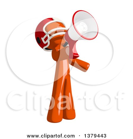 Clipart of an Orange Man Football Player Using a Megaphone - Royalty Free Illustration by Leo Blanchette