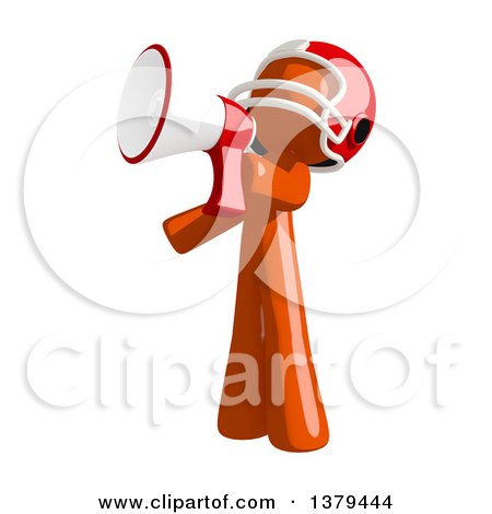 Clipart of an Orange Man Football Player Using a Megaphone - Royalty Free Illustration by Leo Blanchette