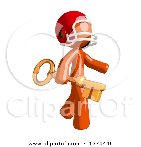 Clipart of an Orange Man Football Player Holding a Key - Royalty Free Illustration by Leo Blanchette