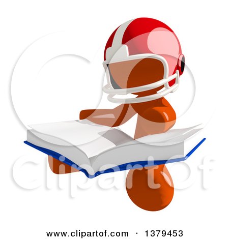 Clipart of an Orange Man Football Player Reading a Book - Royalty Free Illustration by Leo Blanchette