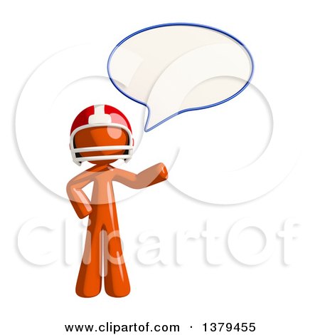 Clipart of an Orange Man Football Player Talking - Royalty Free Illustration by Leo Blanchette
