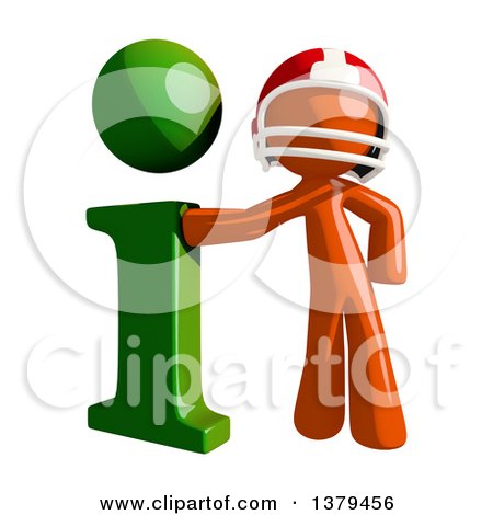 Clipart of an Orange Man Football Player with an I Information Icon - Royalty Free Illustration by Leo Blanchette