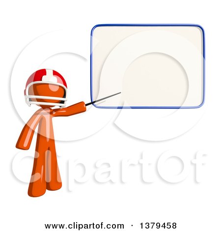 Clipart of an Orange Man Football Player Pointing to a White Board - Royalty Free Illustration by Leo Blanchette