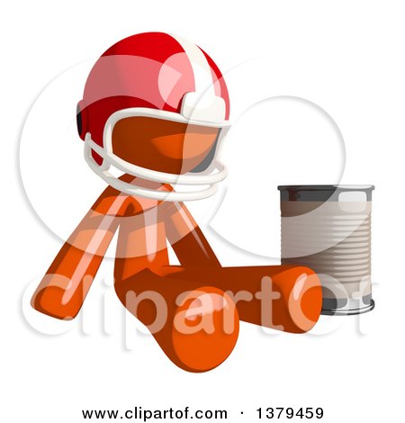 Clipart of an Orange Man Football Player Begging with a Can - Royalty Free Illustration by Leo Blanchette