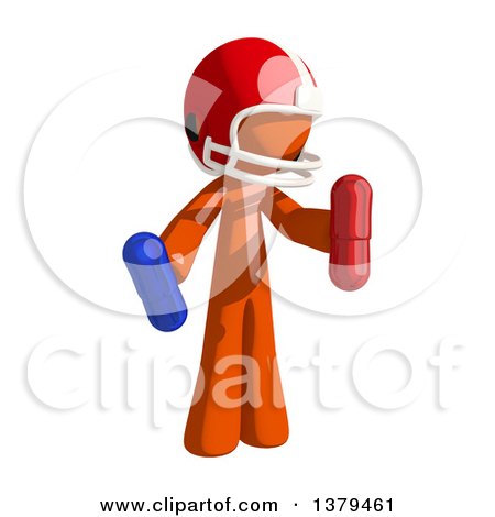 Clipart of an Orange Man Football Player Holding Pills - Royalty Free Illustration by Leo Blanchette