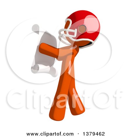 Clipart of an Orange Man Football Player Reading a Scroll - Royalty Free Illustration by Leo Blanchette