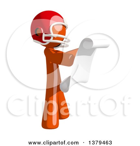Clipart of an Orange Man Football Player Reading a Scroll - Royalty Free Illustration by Leo Blanchette