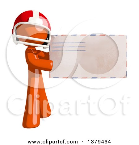 Clipart of an Orange Man Football Player Holding an Envelope - Royalty Free Illustration by Leo Blanchette