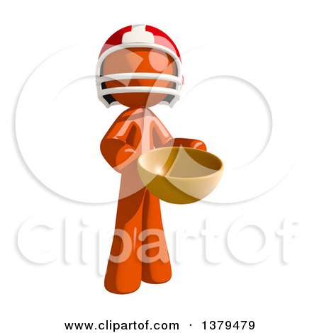 Clipart of an Orange Man Football Player Holding a Bowl - Royalty Free Illustration by Leo Blanchette