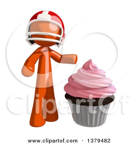 Clipart of an Orange Man Football Player with a Cupcake - Royalty Free Illustration by Leo Blanchette
