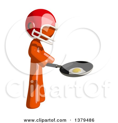 Clipart of an Orange Man Football Player Frying an Egg - Royalty Free Illustration by Leo Blanchette