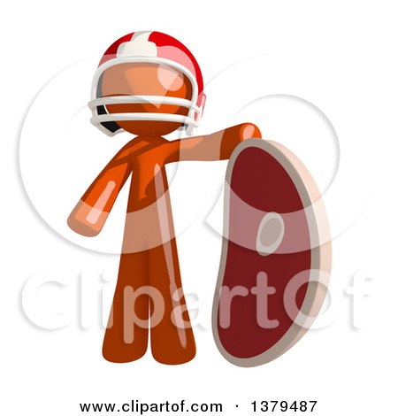 Clipart of an Orange Man Football Player with a Beef Steak - Royalty Free Illustration by Leo Blanchette