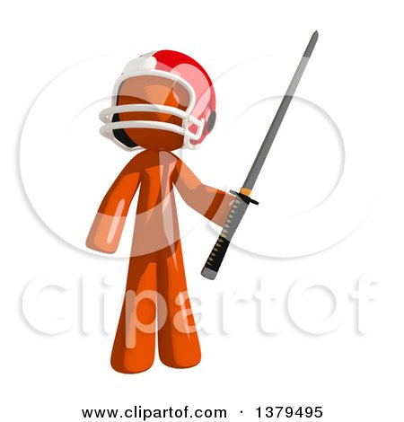 Clipart of an Orange Man Football Player Holding a Katana Sword - Royalty Free Illustration by Leo Blanchette