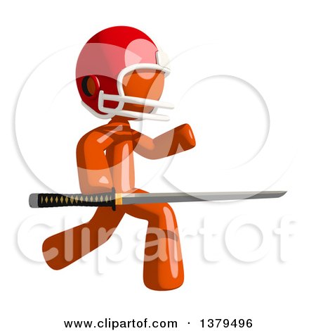 Clipart of an Orange Man Football Player Holding a Katana Sword - Royalty Free Illustration by Leo Blanchette