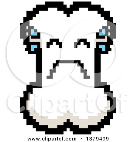Clipart of a Crying Bone Character in 8 Bit Style - Royalty Free Vector Illustration by Cory Thoman