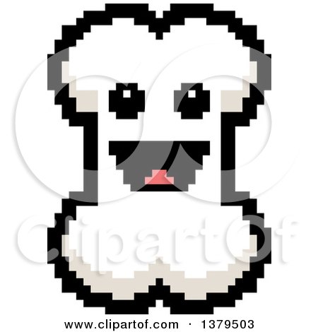 Clipart of a Happy Bone Character in 8 Bit Style - Royalty Free Vector Illustration by Cory Thoman