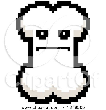 Clipart of a Serious Bone Character in 8 Bit Style - Royalty Free Vector Illustration by Cory Thoman