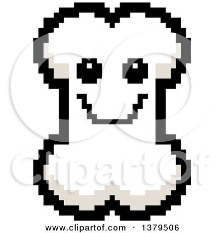 Clipart of a Happy Bone Character in 8 Bit Style - Royalty Free Vector Illustration by Cory Thoman