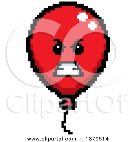 Clipart of a Mad Party Balloon Character in 8 Bit Style - Royalty Free Vector Illustration by Cory Thoman