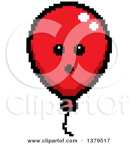 Clipart of a Surprised Party Balloon Character in 8 Bit Style - Royalty Free Vector Illustration by Cory Thoman