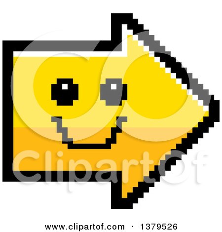 Clipart of a Happy Smiling Arrow in 8 Bit Style - Royalty Free Vector Illustration by Cory Thoman