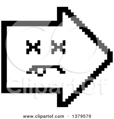 Clipart of a Black and White Dead Arrow in 8 Bit Style - Royalty Free Vector Illustration by Cory Thoman