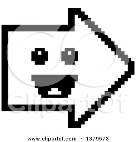 Clipart of a Black and White Happy Arrow in 8 Bit Style - Royalty Free Vector Illustration by Cory Thoman