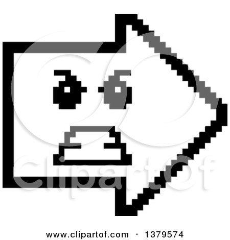 Clipart of a Black and White Mad Arrow in 8 Bit Style - Royalty Free Vector Illustration by Cory Thoman