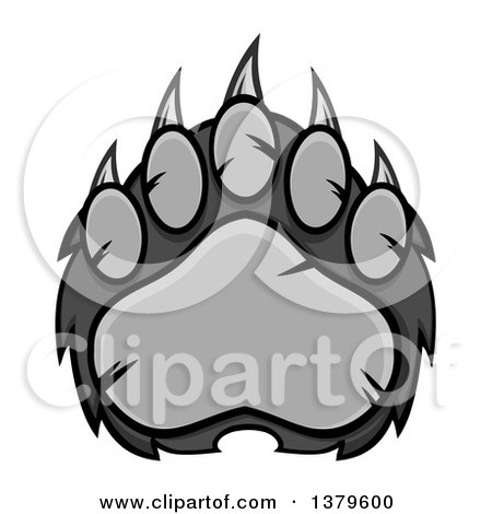 Clipart of a Grayscale Grizzly Bear Paw - Royalty Free Vector Illustration by Hit Toon
