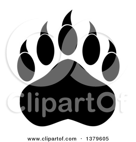 Clipart of a Black and White Grizzly Bear Paw - Royalty Free Vector Illustration by Hit Toon