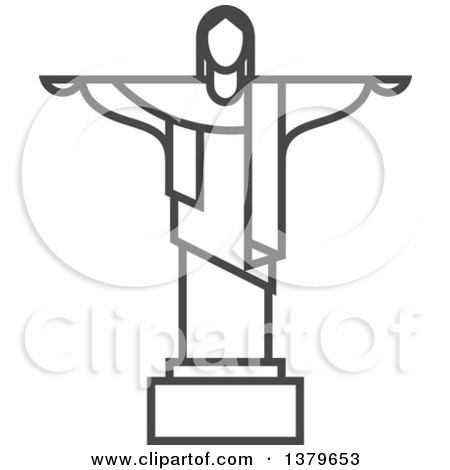 Clipart of a Grayscale Christ the Redeemer - Royalty Free Vector Illustration by elena