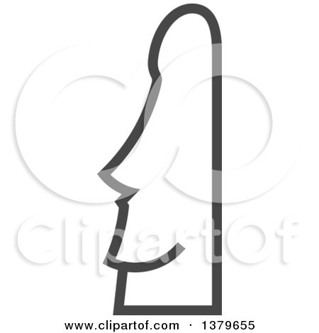 Clipart of a Grayscale Moai Easter Island Statue - Royalty Free Vector Illustration by elena