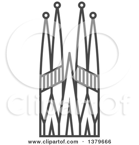 Clipart of a Grayscale Sagrada Familia - Royalty Free Vector Illustration by elena